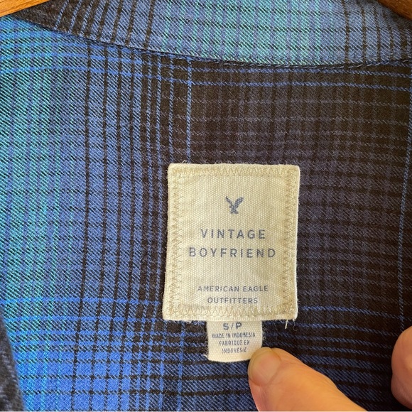 American Eagle Outfitters The Vintage Boyfriend Plaid Viscose Blend Shirt. Small - Picture 10 of 10